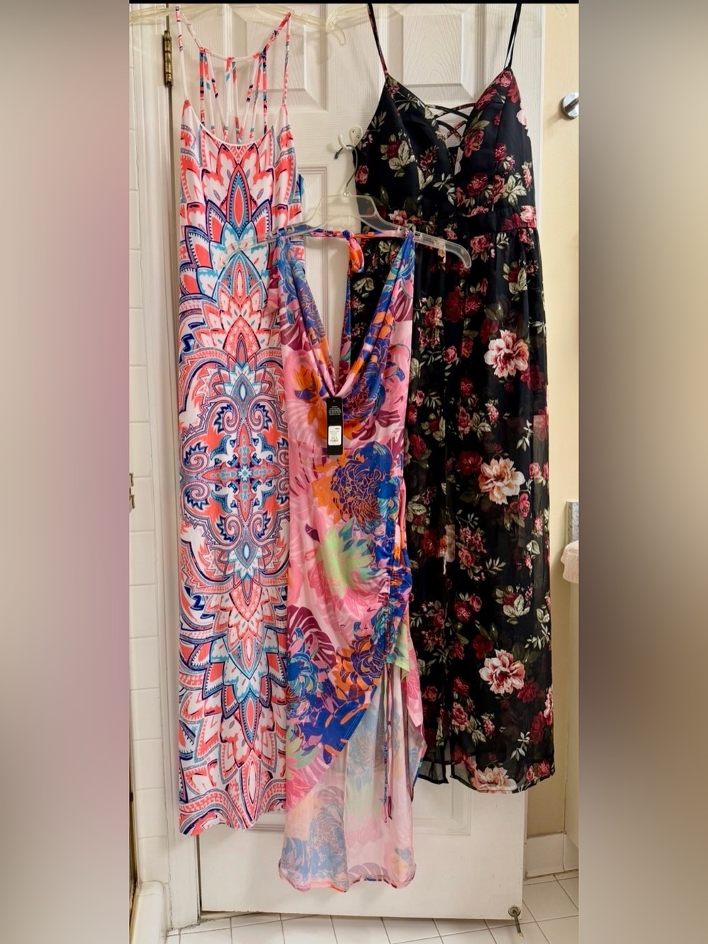 Fashion Nova Pink Multi-Pattern Maxi Dress Trio